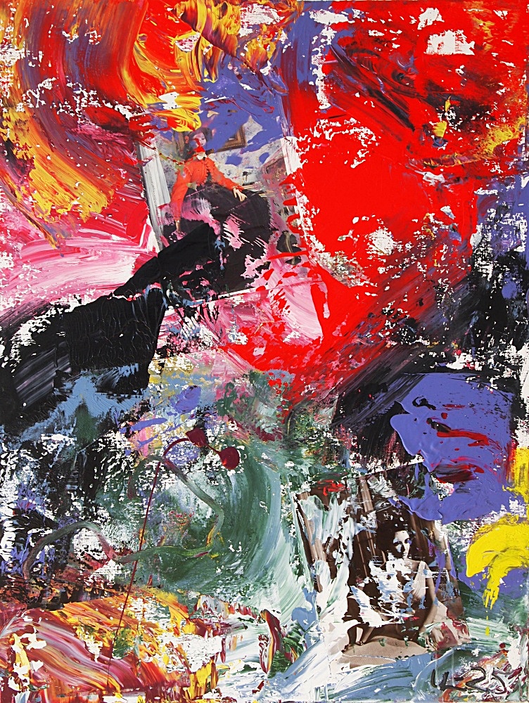 1) Old mans heaven, Akryl, kollage, 89x116 cm