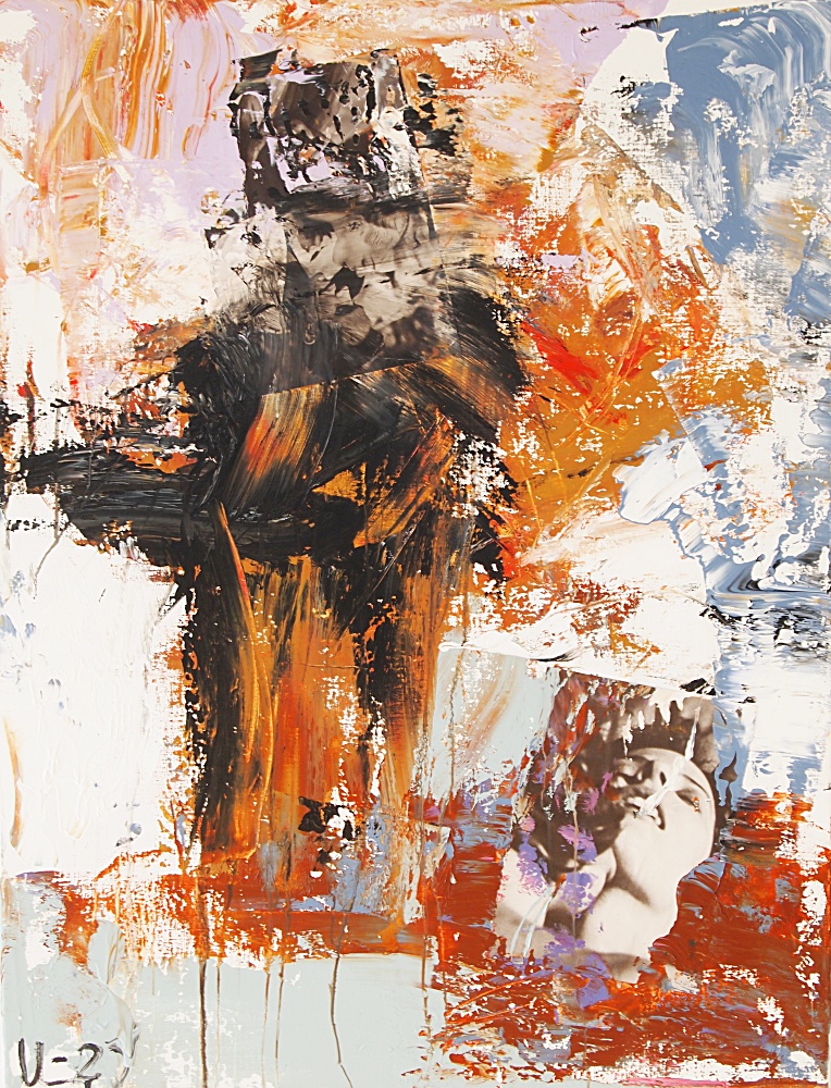 2) Passion play, Akryl, kollage, 89x116 cm