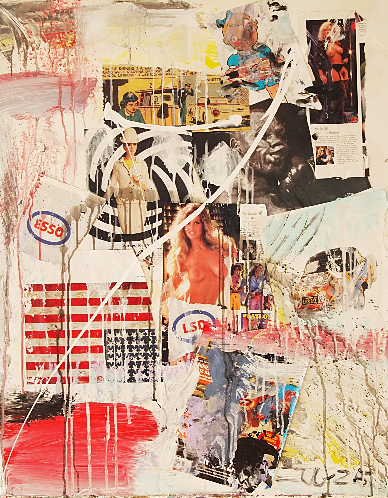 9) Utan titel, Akryl, kollage, 72x92 cm