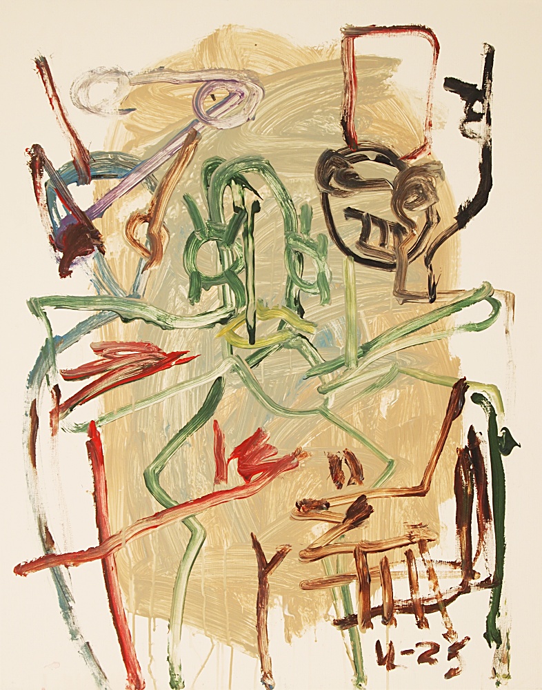 10) Två män, en kvinna, en hund, Akryl, 72x92 cm