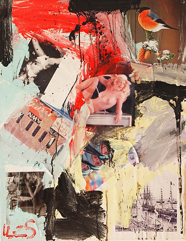 11) Pin-up, Akryl, kollage, 72x92 cm