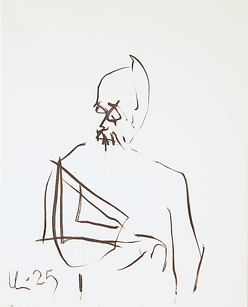 21) Självporträtt med bruten arm, kol, 65x80 cm