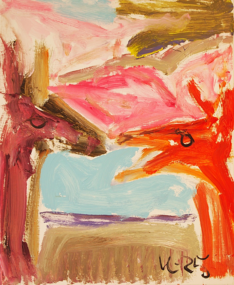 36) Två hundar vid havet, Akryl, 60x72 cm