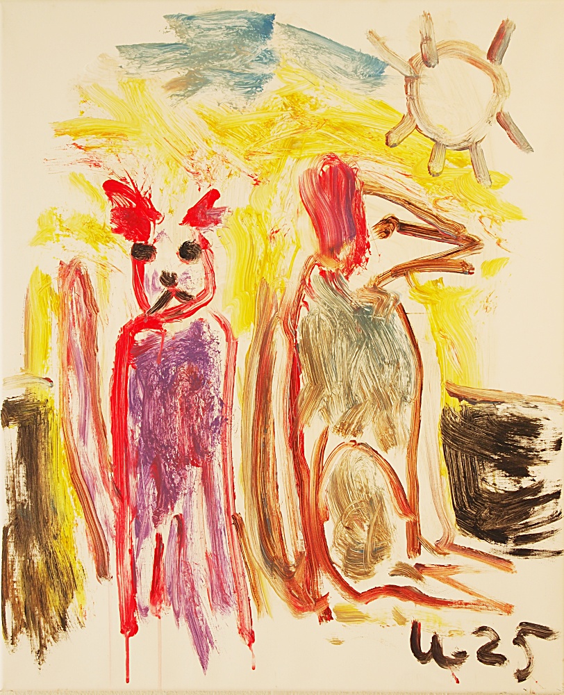 37) Katt och hund, Akryl, 60x72 cm