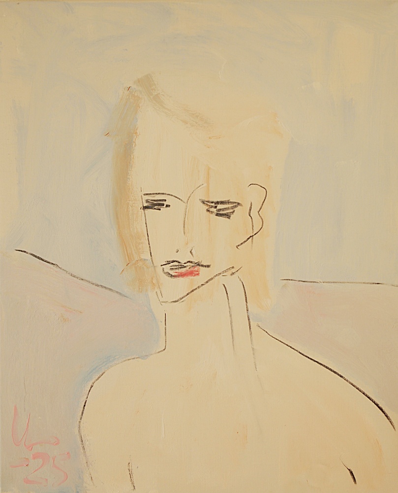 38) Kvinna, Akryl, kol 60x72 cm