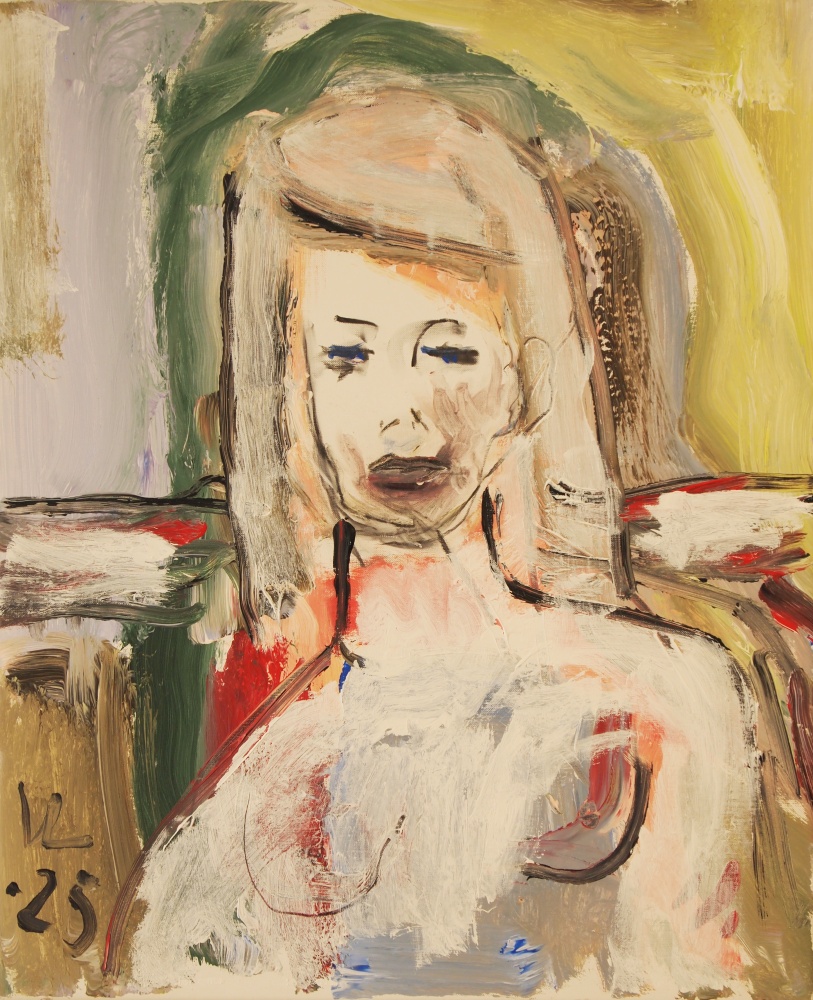 41) Kvinna, Akryl, kol 60x72 cm