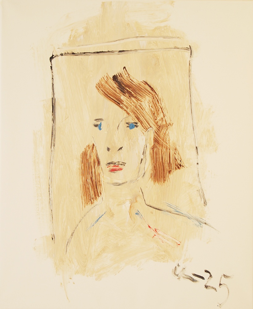 44) Porträtt av Barbro Lundell, Akryl, kol, 60x72 cm