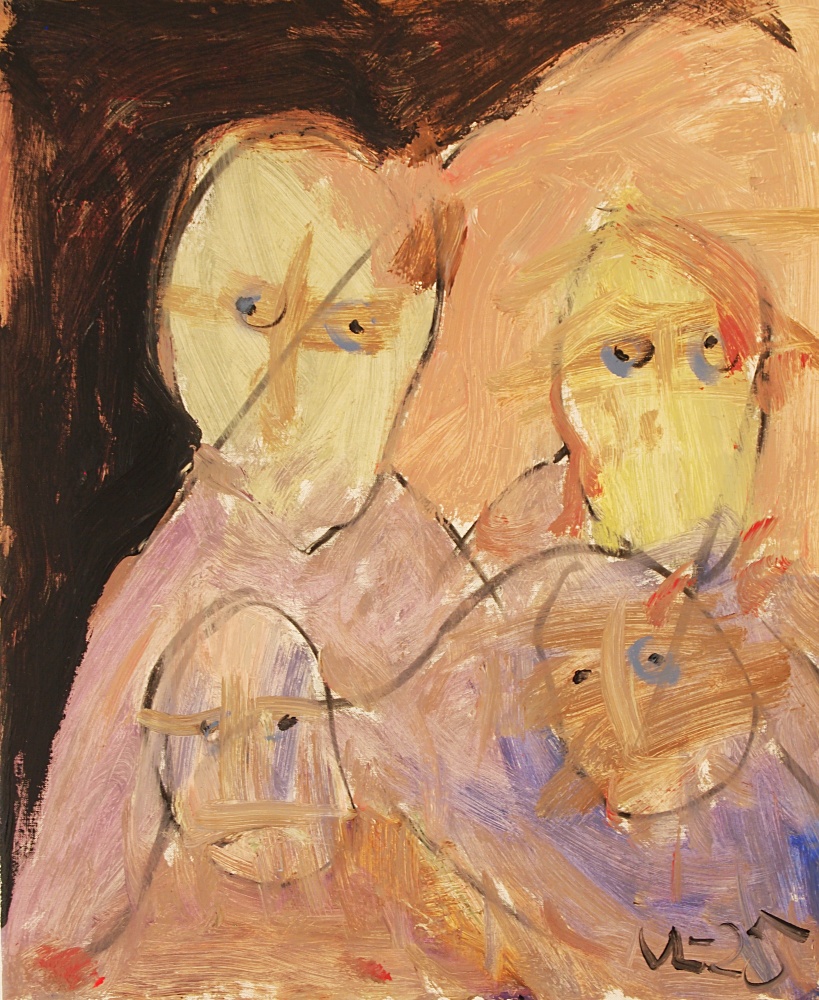 48) På flykt, Akryl,kol,  60x72 cm