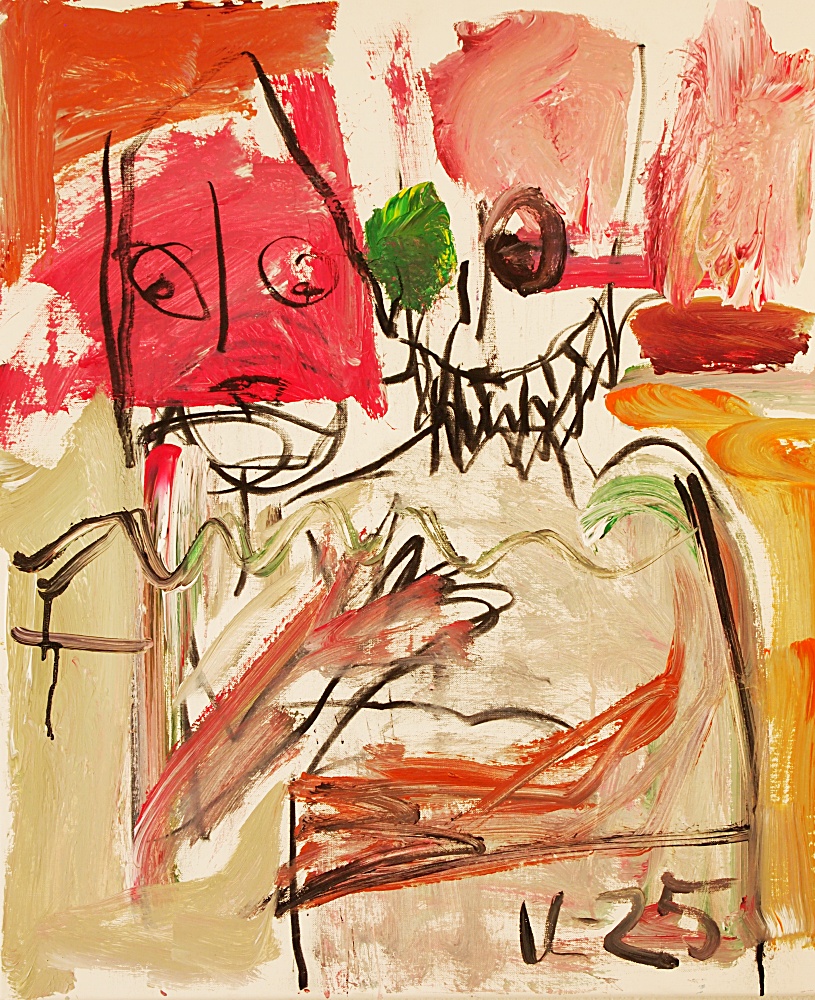 51) Vän med döden, Akryl, kol, 60x72 cm