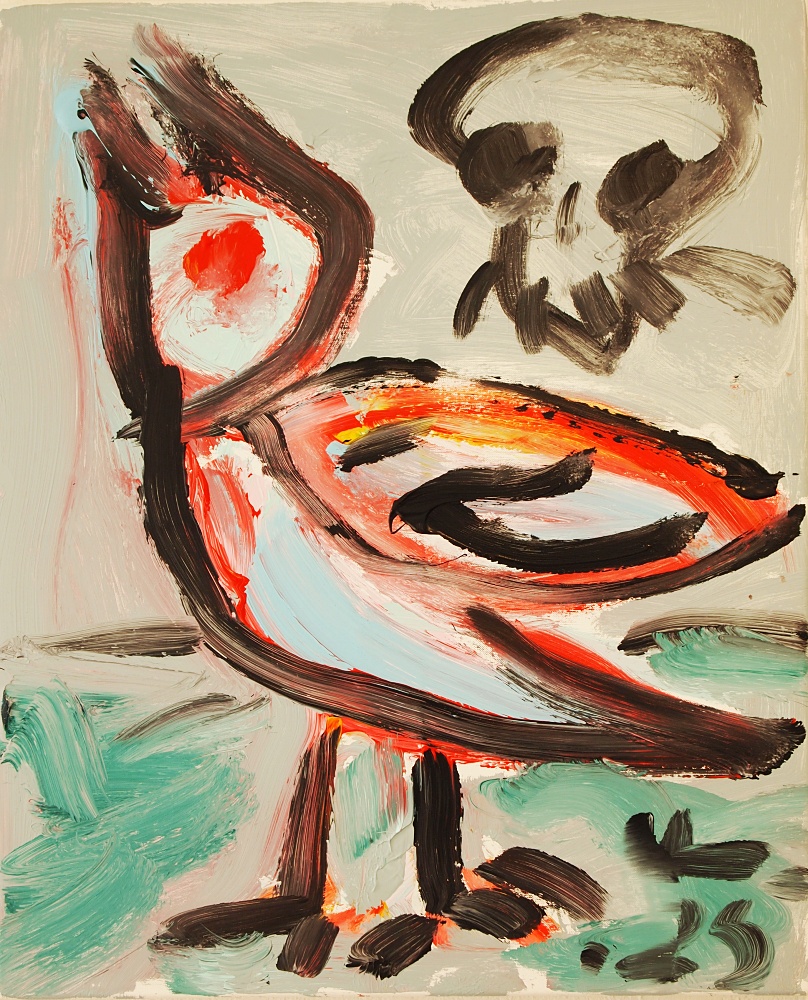 55) Fågel, Akryl, 60x72 cm