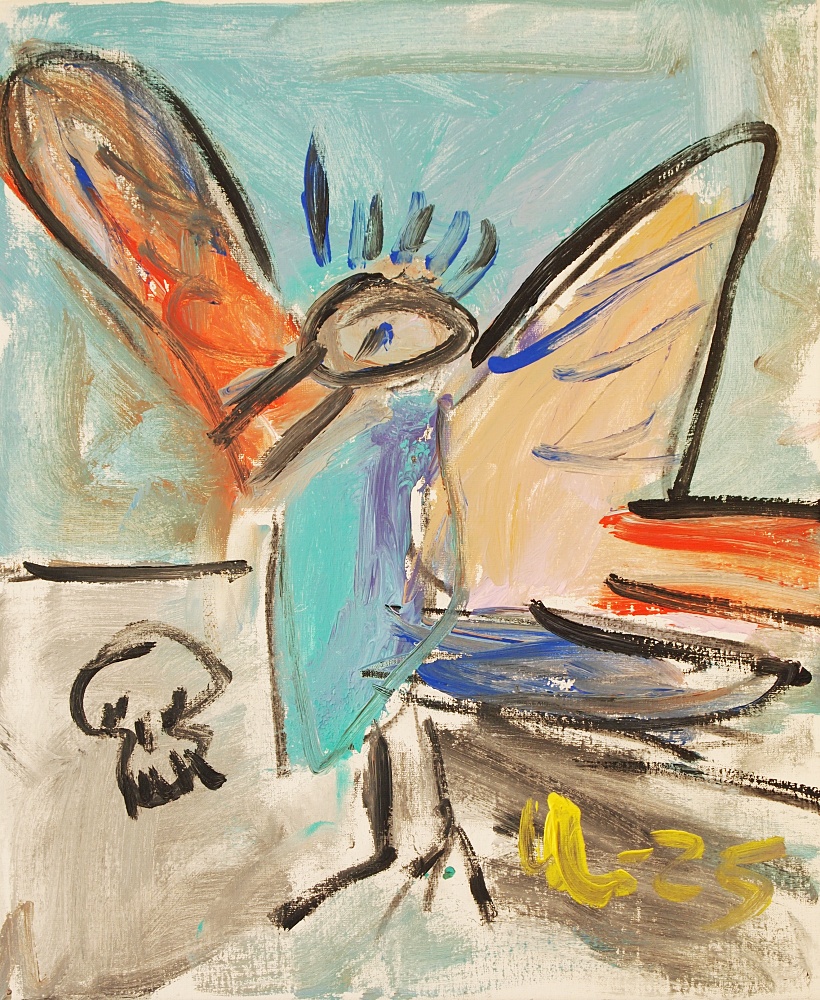 62) Fåglar, Akryl, 54x64 cm