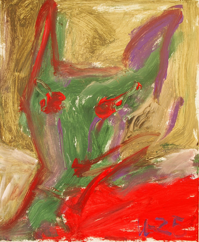 69) Katten, Akryl, 54x64 cm