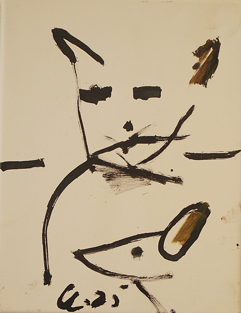 86) Katt, tax, Akryl, 27x35 cm