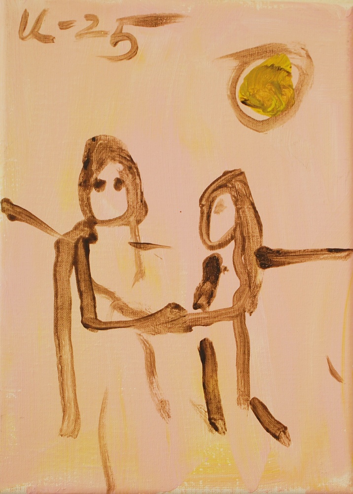 90) Under månen, Akryl, 32x24 cm