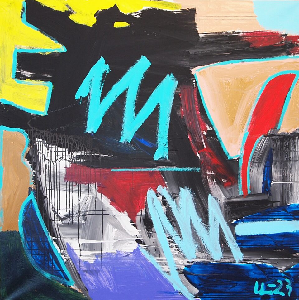 96) Zig-Zag, Akryl, 140x140 cm