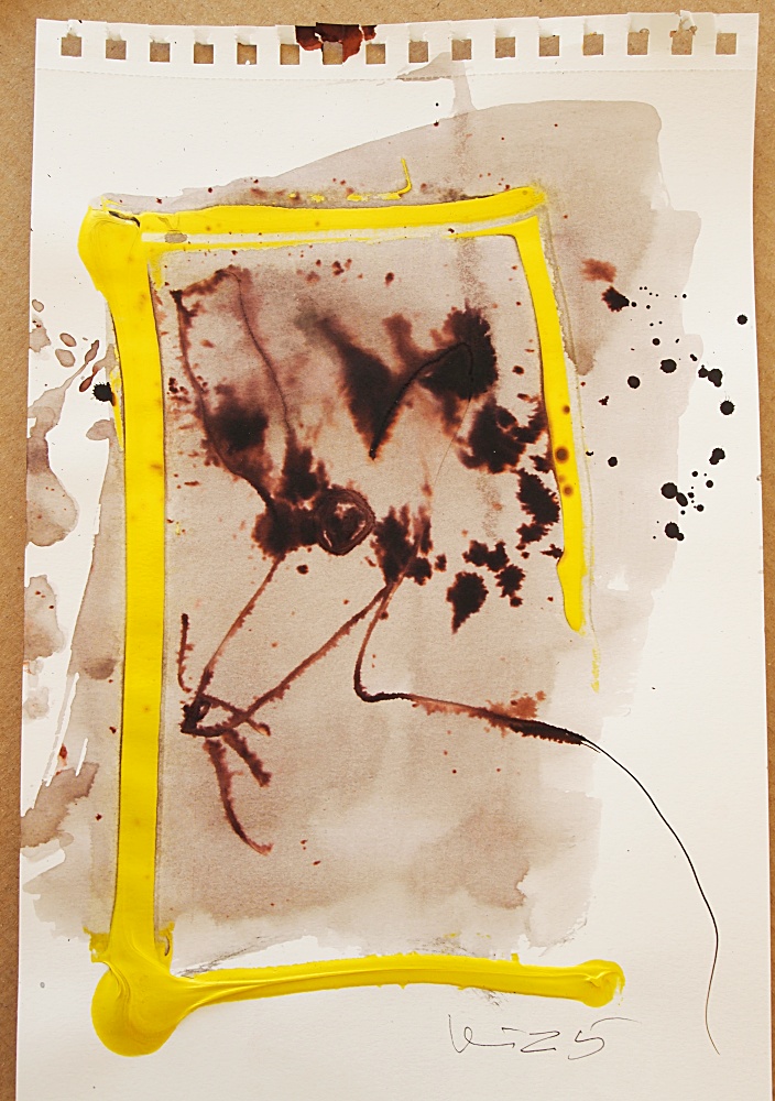 1. Hare,  akryl/bläck, 21x31 cm