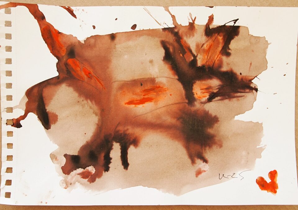 2. Räv, akryl/bläck, 21x31 cm