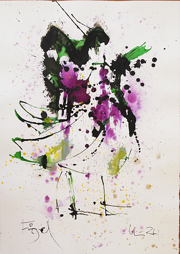 81. Fågel, akryl, 71x100 cm